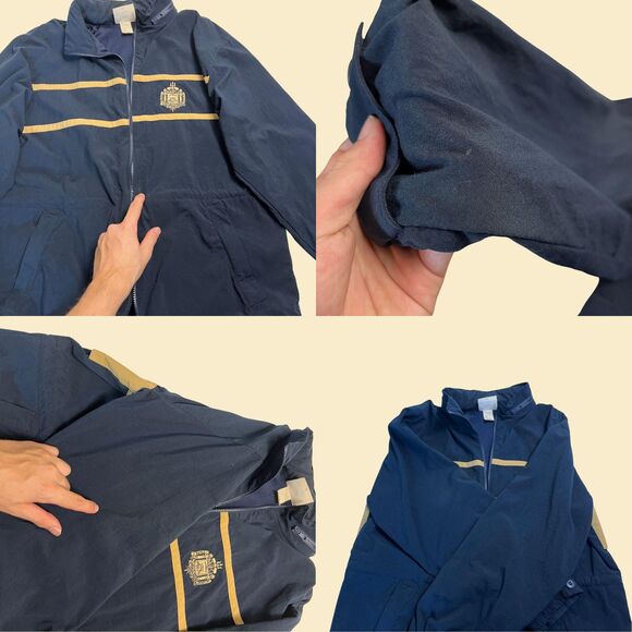 1990s US Naval Academy windbreaker jacket, size M blue/gold zip up Navy jacket - Picture 4 of 7